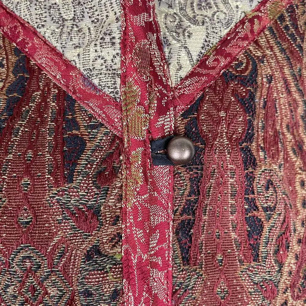 VTG Brocade Patchwork Paisley Boho Hippie Western Goth Whimsy Vest Womens L